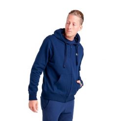 Bluza z bawełna z kaptur na czas wolny na co dzień. Niebieskie bluzy LEONE 1947 APPAREL, bez wzorów, z bawełny, bez kaptura. W wyprzedaży za 149.08 zł.