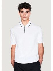 Armani Exchange Polo XM001557 AF10363 U0009 Biały Regular Fit. Białe koszulki polo Armani Exchange, l, bez wzorów, z bawełny, bez kołnierzyka, bez ramiączek. Za 273.70 zł.