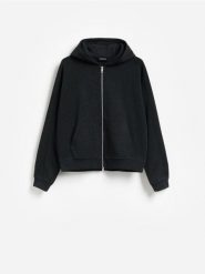 Rozpinana bluza z kapturem - ciemnoszary. Szare bluzy z kapturem Reserved, l, bez wzorów, z bawełny, z kapturem. Za 129.99 zł.