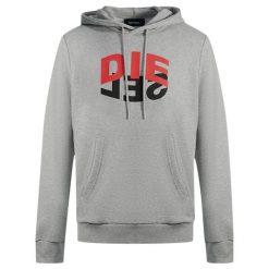 Bluza turystyczna męska dresowa Diesel S-Girk. Szare bluzy z kapturem Diesel, m, bez wzorów, z bawełny, z kapturem. Za 348.70 zł.