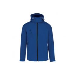 Kurtka z kapturem Kariban Softshell. Niebieskie kurtki KARIBAN, m, bez wzorów, z elastanu, z kapturem. Za 307.00 zł.