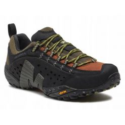 Buty trekkingowe na co dzień męskie MERRELL INTERCEPT VIBRAM skóra. Czarne buty trekkingowe Merrell, bez wzorów, ze skóry, bez zapięcia, trekkingowe. Za 399.99 zł.