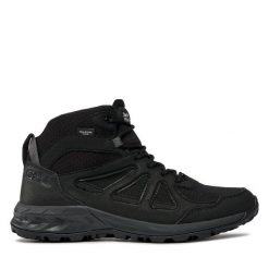 Trekkingi Jack Wolfskin. Czarne botki sznurowane Jack Wolfskin, bez wzorów, bez obcasa, bez zapięcia. Za 499.99 zł.