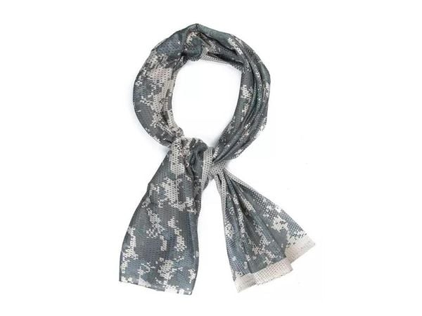 Szal maskujący z siatki MESH 155x48 cm. Brązowe szaliki CAMOUFLAGE, bez wzorów, z materiału. Za 27.99 zł.