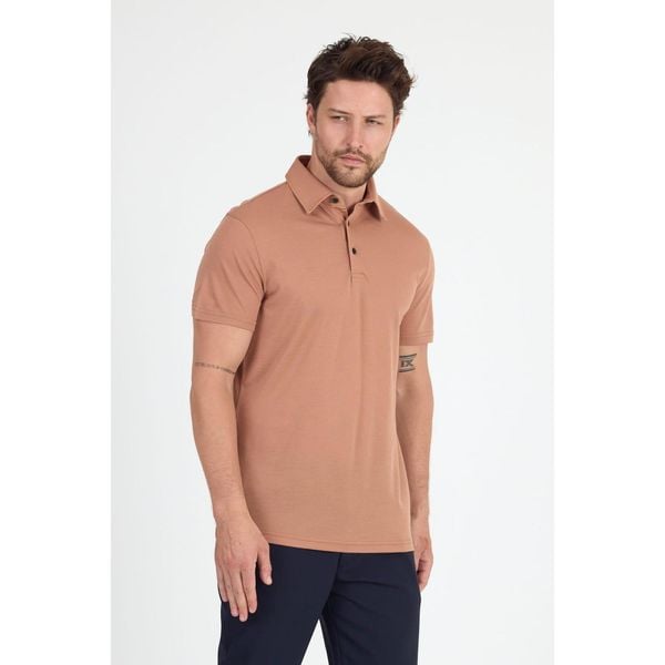 Koszulka Polo z 100% Wełny Merino (170 g/m² - Piqué). Brązowe koszulki polo WOOLONA, m, bez wzorów, z wełny, bez kołnierzyka, bez ramiączek. W wyprzedaży za 288.00 zł.