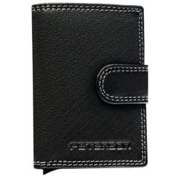 Mały portfel męski Peterson PTN G586-GKA czarny. Czarne portfele Peterson, bez wzorów, ze skóry. Za 114.99 zł.