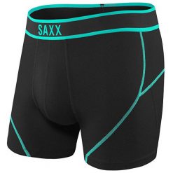 SAXX Bokser męski Kinetic Brief Black / Tide (rozmiar M). Czarne bielizna termoaktywna Saxx, m, bez wzorów, bez ramiączek, outdoorowe. W wyprzedaży za 115.00 zł.