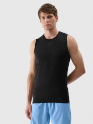 4F Top sportowy w kolorze czarnym rozmiar: L. Czarne t-shirty sportowe 4F, bez wzorów, z materiału, bez ramiączek, na fitness i siłownię. Za 55.95 zł.
