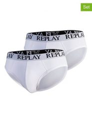 Replay Underwear Slipy (2 pary) w kolorze białym rozmiar: M. Białe slipki Replay Underwear, m, bez wzorów. Za 43.99 zł.