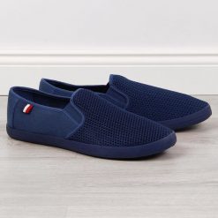 Tenisówki męskie wsuwane ażurowe granatowe News 3636. Trampki NEWS, m, w ażurowe wzory, bez zapięcia. Za 45.00 zł.