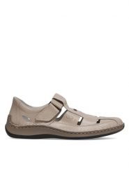 Rieker Sandały 05284-60 Beżowy. Brązowe sandały Rieker, ze skóry, bez zapięcia. Za 379.99 zł.