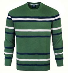 Sweter z Dzianiny Bawełnianej - w Paski - Pako Jeans - Zielony. Zielone swetry rozpinane Pako Jeans, l, bez wzorów, z bawełny, bez kołnierzyka, bez ramiączek. Za 169.00 zł.
