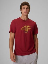 4F T-shirt regular z nadrukiem męski - czerwony XXL. Czerwone t-shirty 4F, m, bez wzorów, z bawełny, bez kołnierzyka, bez ramiączek. Za 69.99 zł.