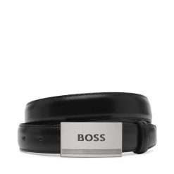 Pasek BOSS. Czarne paski Boss, bez wzorów. Za 279.99 zł.