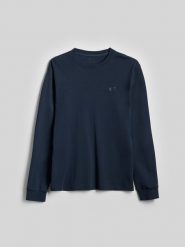 4F Longsleeve regular gładki męski - granatowy XXL. Niebieskie bluzki z długim rękawem 4F, m, bez wzorów, z bawełny, bez kołnierzyka, bez ramiączek. Za 99.99 zł.