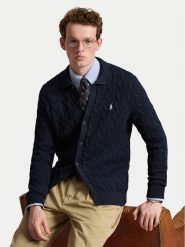 Polo Ralph Lauren Kardigan 710979114500 Granatowy Regular Fit. Niebieskie swetry rozpinane Polo Ralph Lauren, l, bez wzorów, z bawełny, bez kołnierzyka, bez ramiączek. Za 1,299.00 zł.
