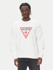 Guess Jeans Bluza M4YQ21 K9V31 Biały Oversize. Białe bluzy Guess Jeans, l, z aplikacjami, z bawełny, bez kaptura. Za 299.99 zł.