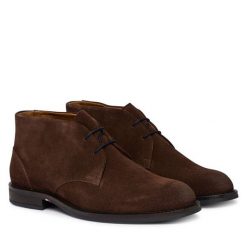 Trzewiki Tommy Hilfiger. Brązowe botki sznurowane Tommy Hilfiger, bez wzorów, bez obcasa, bez zapięcia. Za 649.99 zł.