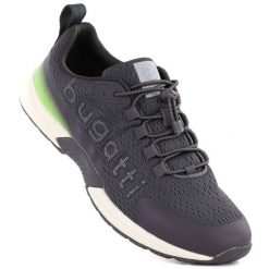 Półbuty sportowe męskie szare Bugatti TT153043. Szare eleganckie półbuty Bugatti, bez wzorów, z materiału, bez obcasa, bez zapięcia. Za 389.99 zł.