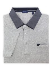 Szara elastyczna męska koszulka polo Tris Line - KP29. Szare koszulki polo m, bez wzorów, z bawełny, bez kołnierzyka, bez ramiączek. W wyprzedaży za 148.50 zł.