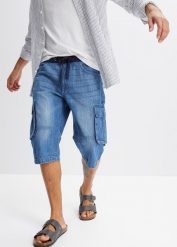 Długie bermudy dżinsowe Relaxed Fit. Niebieskie jeansy bonprix, m. Za 139.99 zł.