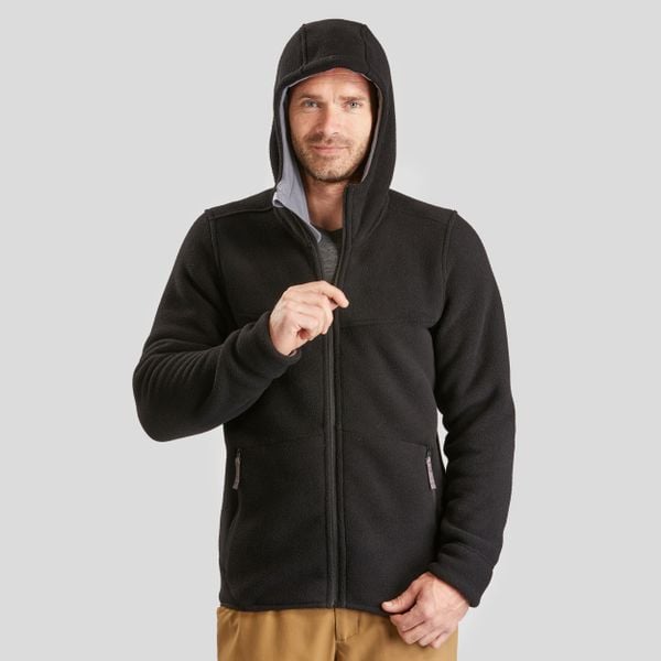 Polar turystyczny męski Quechua NH500 Warm. Czarne bluzy z polaru QUECHUA, m, bez wzorów, z dzianiny, z kapturem. Za 169.99 zł.