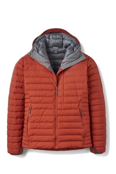 Kurtka trekkingowa puchowa męska Microlight Windstopper Hoody. Czarne kurtki RAB, m, bez wzorów, z gore-texu, bez kaptura. Za 1,509.99 zł.