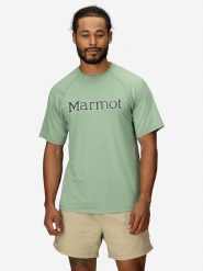 Marmot Koszulka funkcyjna "Windridge Graphic" w kolorze turkusowym rozmiar: M. Niebieskie t-shirty sportowe Marmot, bez wzorów, z materiału, bez ramiączek, outdoorowe. Za 119.40 zł.