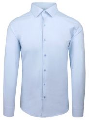 Elegancka Koszula Męska - Victorio - Błękitna. Niebieskie koszule Victorio, m, bez wzorów, z bawełny, bez kołnierzyka, bez ramiączek. Za 149.00 zł.