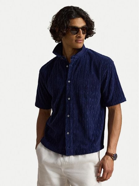 Polo Ralph Lauren Koszula 710B19621001 Granatowy Regular Fit. Niebieskie koszule Polo Ralph Lauren, m, bez wzorów, z bawełny, bez kołnierzyka, bez ramiączek. Za 859.99 zł.