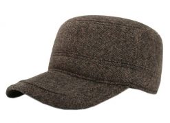 Czapka z Daszkiem Jesienno-Zimowa, Brązowa w Drobny Wzór, Patrolówka z Nausznikami -Pako Jeans. Brązowe czapki z daszkiem Pako Jeans, na zimę, bez wzorów, z jeansu. Za 59.00 zł.