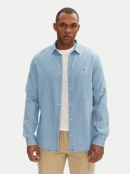 Tommy Jeans Koszula jeansowa DM0DM21146 Niebieski Regular Fit. Niebieskie koszule Tommy Jeans, m, bez wzorów, z bawełny, bez kołnierzyka, bez ramiączek. Za 219.99 zł.