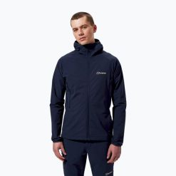 Kurtka softshell męska Berghaus Skelbo. Niebieskie kurtki Berghaus, m, bez wzorów, z softshellu, bez kaptura. Za 429.99 zł.