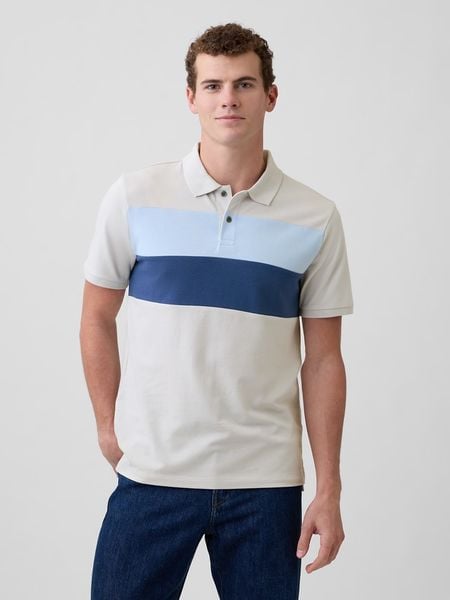 GAP Koszulka polo w kolorze niebiesko-kremowym rozmiar: XXL. Brązowe koszulki polo GAP, xxl, bez wzorów, bez kołnierzyka, bez ramiączek. Za 68.95 zł.