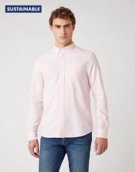 MĘSKA KOSZULA WRANGLER LS 1 PKT BUTTON DOWN SILVER PINK W5A3BMXTU 112130024. Różowe koszule Wrangler, m, bez wzorów, bez kołnierzyka, bez ramiączek. Za 129.99 zł.