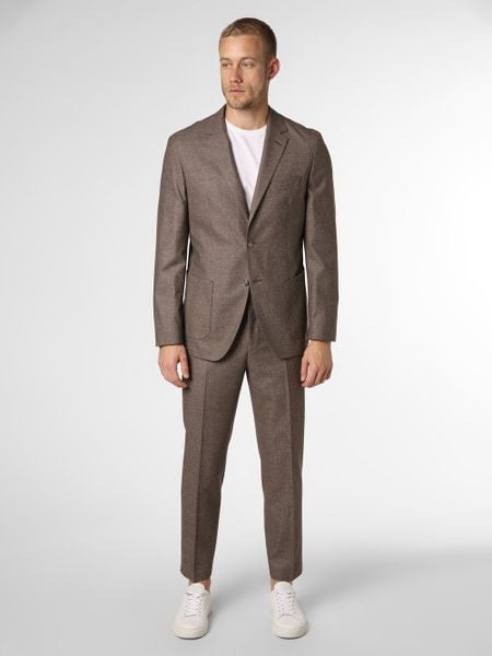 BOSS garnitur Mężczyźni Slim Fit wełna ze strzyży brązowy, 50. Brązowe garnitury Boss, m, z aplikacjami, z materiału. Za 2,999.95 zł.
