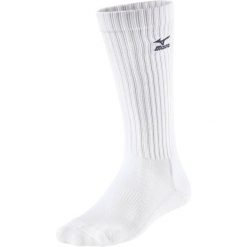 Wysokie skarpety Mizuno. Białe skarpetki sportowe Mizuno, bez wzorów, z bawełny. Za 29.99 zł.