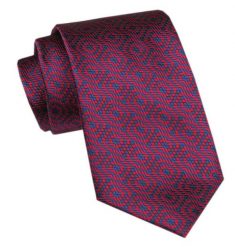 Elegancki Krawat Męski Angelo di Monti - Czerwień z Niebieskim, Geometria. Czerwone krawaty i muchy Angelo di Monti, bez wzorów, z tkaniny. Za 45.00 zł.