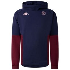 Bluza dresowa z kapturem Union Bordeaux-Bègles 2025/26. Niebieskie bluzy z kapturem Kappa, bez wzorów, z dresówki, z kapturem. Za 383.50 zł.