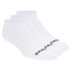 Skarpetki sportowe dla dorosłych 3pk Unisex Non Terry No Show. Białe skarpetki sportowe Skechers, bez wzorów, z bawełny. Za 39.99 zł.