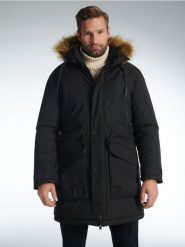 Kurtka parka - czarny. Czarne kurtki Sinsay, l, bez wzorów, bez kaptura. W wyprzedaży za 159.99 zł.