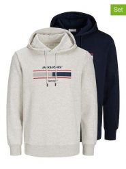 Jack & Jones Bluza (2 szt.) w kolorze szarym i granatowym rozmiar: L. Niebieskie bluzy Jack & Jones, l, bez wzorów, z kapturem. Za 168.06 zł.