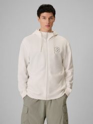 4F Bluza dresowa regular z kapturem męska - biała L. Białe bluzy 4F, l, bez wzorów, z dresówki, z kapturem. Za 199.99 zł.