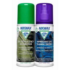 Zestaw do czyszczenia i impregnacji obuwia z tkanin i skóry Nikwax 2 x 125 ml. Buty trekkingowe Nikwax, bez wzorów, ze skóry, bez zapięcia. Za 39.00 zł.