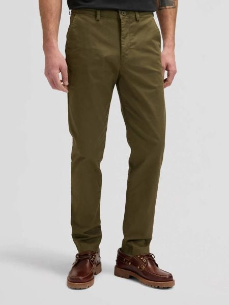 MESKIE SPODNIE LEE SLIM CHINO OLIVE MOSS 112378508. Zielone eleganckie spodnie Lee, l, z jeansu. Za 179.99 zł.