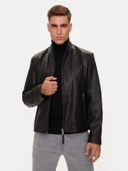 Hugo Kurtka skórzana Lokis-3 50516869 Czarny Slim Fit. Czarne kurtki Hugo, m, bez wzorów, ze skóry, bez kaptura. Za 1,429.00 zł.