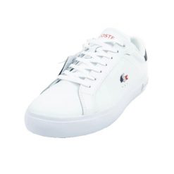 Męskie Skórzane Buty Treningowe Powercourt 125. Białe buty turystyczne LACOSTE, bez wzorów, z gumy, bez zapięcia, trekkingowe. Za 798.99 zł.