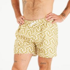 Spodenki surfingowe męskie Olaian 100 15" Psychodam. Zielone odzież kąpielowa OLAIAN, m, bez wzorów, z materiału, sportowe. Za 49.99 zł.