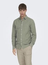 ONLY & SONS Koszula - Slim fit - w kolorze ciemnozielonym rozmiar: S. Brązowe koszule Only & Sons, s, bez wzorów, bez kołnierzyka, bez ramiączek. Za 138.95 zł.