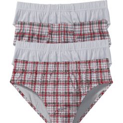 Slipy maxi (4 pary) bonprix szaro-czerwony w kratę. Slipki marki bonprix. Za 39.96 zł.